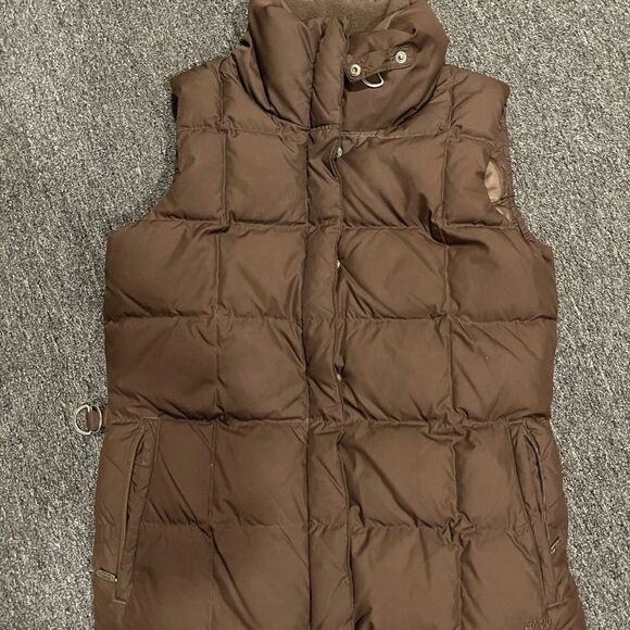 Eddie Bauer Chocolate Down Vest women size small 700 down - Picture 1 of 3